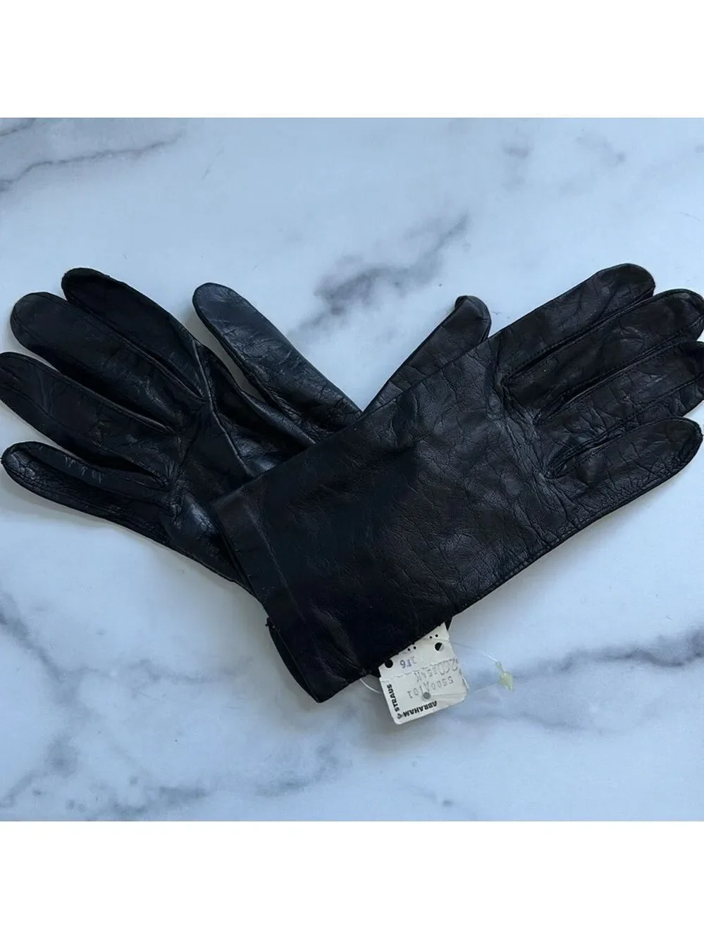 Fownes Vintage Driving Riding Black Leather Gloves Size 7 fits smaller